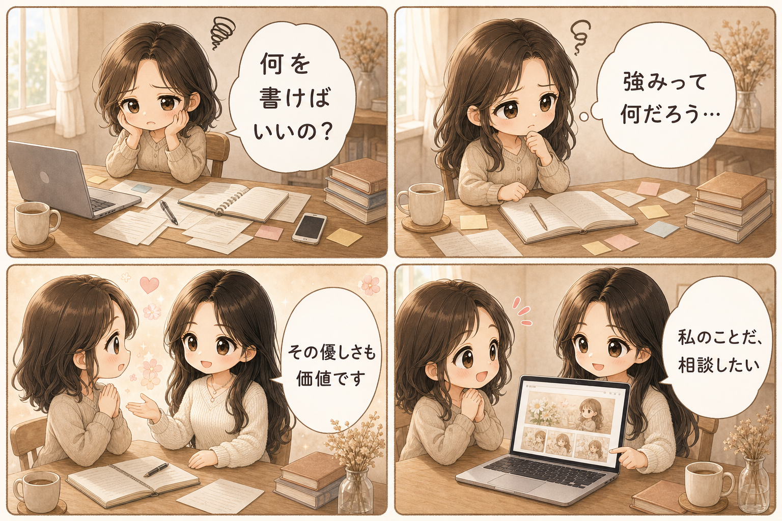 お客さんのあるあるを描いた4コマ漫画サンプル